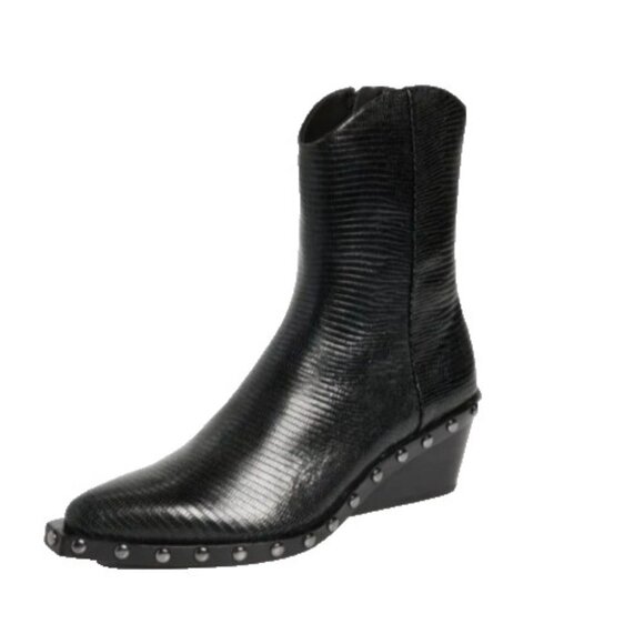 Rag & Bone santiago mid boots Womens black Lizard-embossed calf Size EU 40/US9.5 - Picture 11 of 16